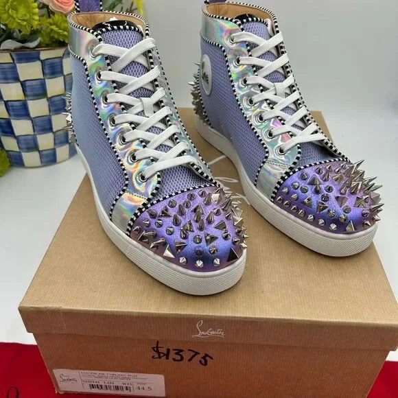 Men’s Christian Louboutin Lou Pik Pik Orlato flat high top sneakers size 44.5 - Picture 3 of 13